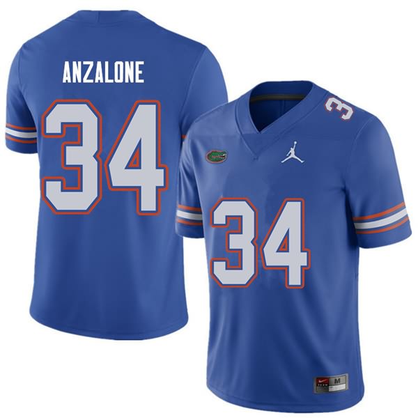 Men's NCAA Florida Gators Alex Anzalone #34 Stitched Authentic Jordan Brand Royal College Football Jersey KKR2765LB